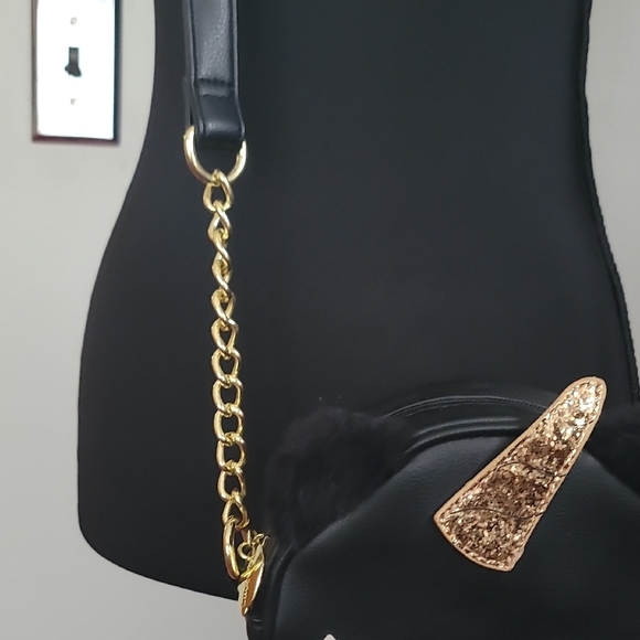 Betsey Johnson Black and Gold Unicorn Crossbody Bag - Picture 5 of 13